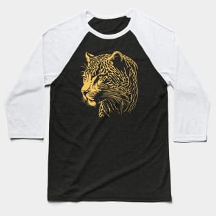 Leopard Head - Yellow Baseball T-Shirt